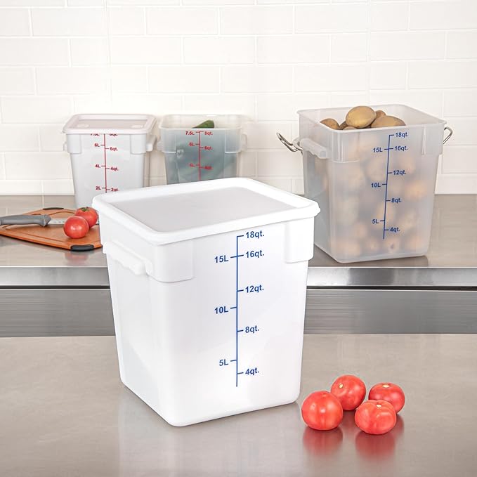Restaurantware-LID ONLY: Met Lux Food Container Lid 1 Square Cover For Storage Container - Containers Sold Separately With Pull-Corner Tab White Plastic Dishwashable Freezable