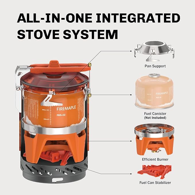 Fire-Maple Fixed Star X2 Backpacking and Camping Stove System Outdoor Propane Camp Cooking Gear Portable Pot Jet Burner Set Ideal for Hiking Trekking Fishing Hunting Trips and Emergency Use