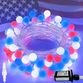 Connectable Red White and Blue String Lights Outdoor Indoor 42FT 100LED 4th of July Decorations Plug in with Timer 13 Modes Patriotic Globe Waterproof Fairy Lights for Independence Day Memorial Day