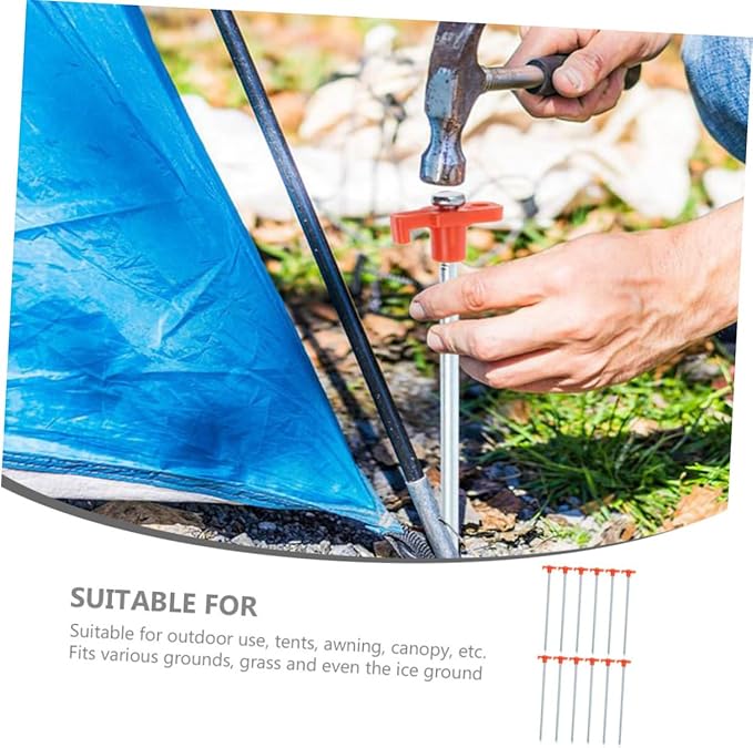 BESTonZON 12Pcs Heavy Duty Camping Tent Stakes Ground Pegs for Secure Tents Canopies Awnings for Outdoor Activities Beach Use