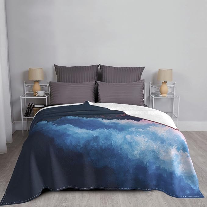 Gradient Sunrise Soft Fleece Blanket 60 * 50 inch Soft Sofa Blanket Suitable for Sofa Camping Travel Night Cover Blanket