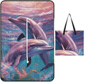 Zipper Dolphins Art Style Picnic Mat Suitable for Travel Camping Park Or Home Use