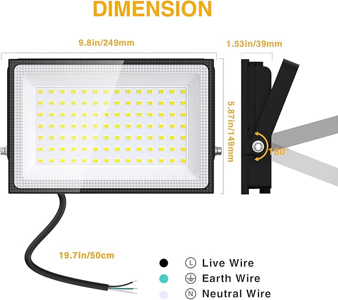 Onforu 120W LED Flood Light Outdoor 12000LM Security Lights IP66 Waterproof Outdoor LED Lights 6500K Daylight White Floodlight for Garage Yard Garden Stadium Playground Arena(2 Pack)
