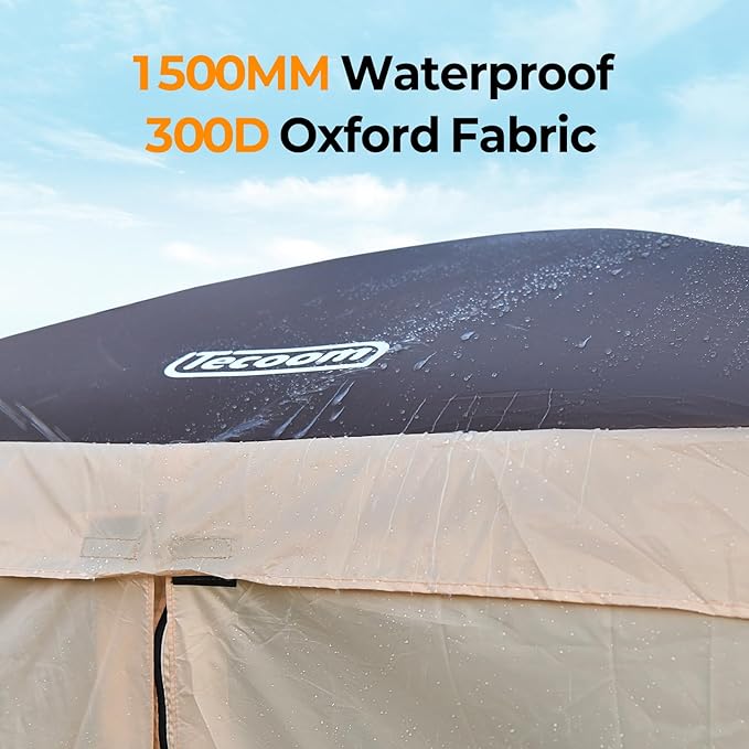 Tecoom 6x6ft Pop Up Gazebo Tent 4-Sided Canopy Shelter Tent with Mesh Windows for Camping Portable Large Shade Tents with Siedwalls Carrying Bag and Stakes for Outdoor Garden Lawn and Backyard