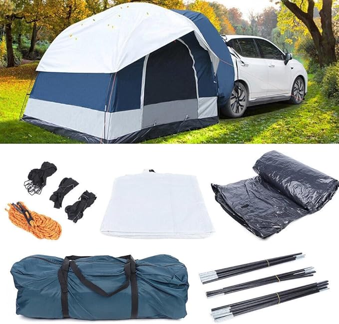Universal SUV Tent for Camping Waterproof Design Spacious Car Tents for Camping SUV Portable and Easy Set Up Includes Mat and Storage Bag Shelter Tentfor Outdoor Travel