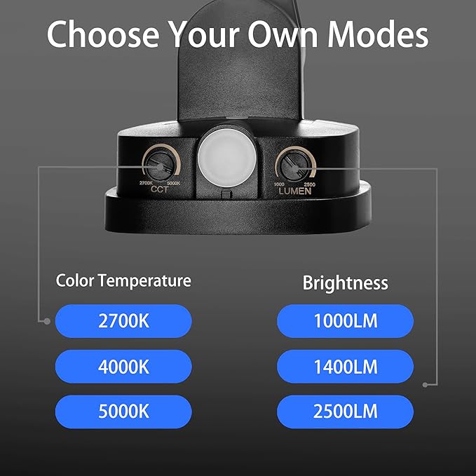 26W Flood Lights Outdoor Integrated LED Security Light Fixture with 1 Adjustable Head Adjustable Brightness and Color Dusk to Dawn Exterior LED Outdoor Light for Garage Yard Porch 2-Pack (Black)