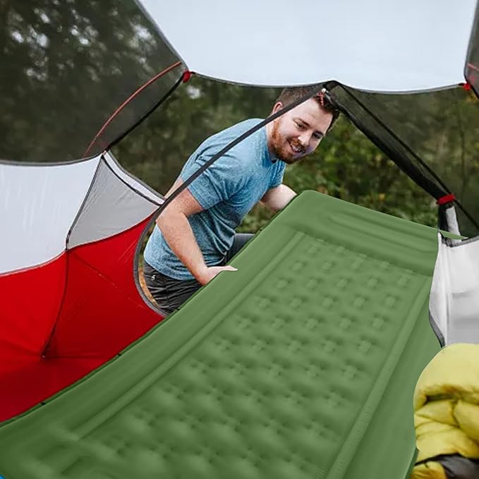 Sleeping Pad - 4.3 Inch Thick Inflatable Mattress Built-in Foot Pump Backpacking Air Bed Outdoor Gear Sports &amp Outdoors Blue Portable Mat for Adults Hiking Travel Car Tent and Mountaineering