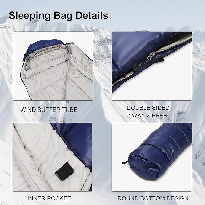 Northroad Mummy Sleeping Bag 14-59 ℉ 3-4 Season Warm &amp Cool Weather Summer Spring Fall Lightweight Washable Sleeping Bag for Outdoor Camping Hiking Travel Hunting