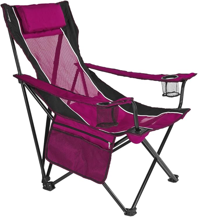 Kijaro Sling Folding Camping Chair - Enjoy The Outdoors in This Outdoor Chair with a Built-in Cup Holders and Side Organizer OR Side Cooler - Includes a Detachable Pillow