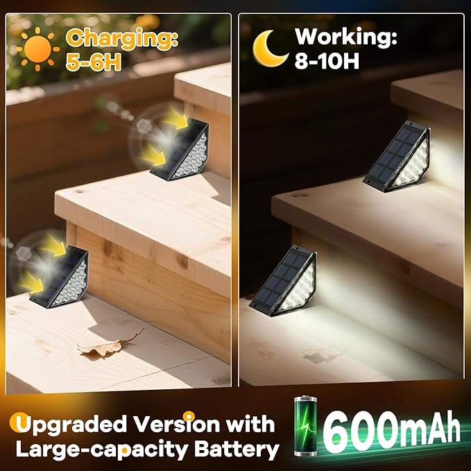 Solar Step Lights for Outside Solar Stair Lights Outdoor Waterproof Deck Step Lights for Fence Patio Yard Porch Front Door Sidewalk Garden Patio Decor (10 Cool White)