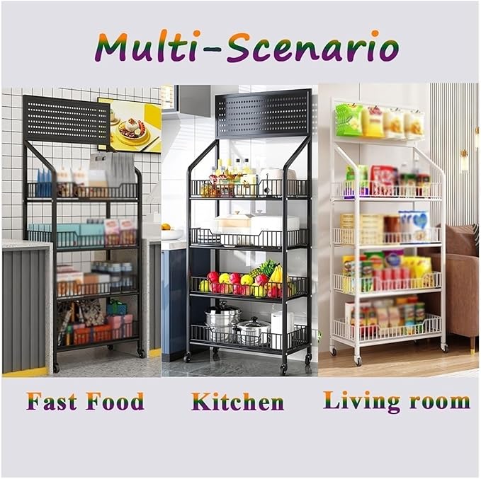 5-Tier Metal Snack Display Rack for Markets - Versatile Floor Stand Shelf for Chips Fruits &amp More -