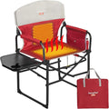 SUNNYFEEL Heated Camping Directors Chair Heavy DutyOversized Outdoor Portable Heating Folding Chair with Side Table Pocket for Beach FishingTripPicnicLawnConcert Foldable Camp Chairs