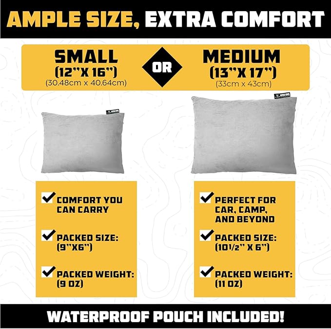 Wise Owl Outfitters Camping Pillow – Memory Foam Travel Pillow for Airplane Sleeping Hiking Backpacking &amp Outdoor Use - Small &amp Portable for Adults Car Camp &amp Tent