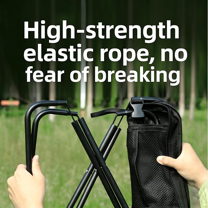 2026 New Large Foldable Backpack Stool for Adults - Portable Camping Stool with Sling Bag 300lbs Capacity for Camping Fishing Hiking Travel Picnic (Khaki)