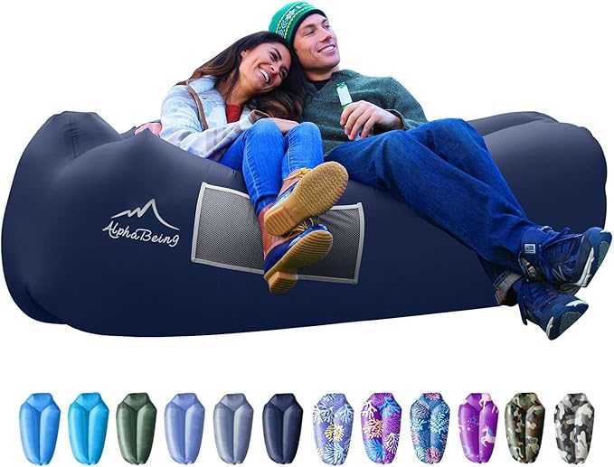AlphaBeing Inflatable Lounger Beach Chair Accessories Air Sofa Hammock Inflatable Couch for Camping Backyard Lakeside with Compression Sacks Ideal Outdoor Gifts for Adults