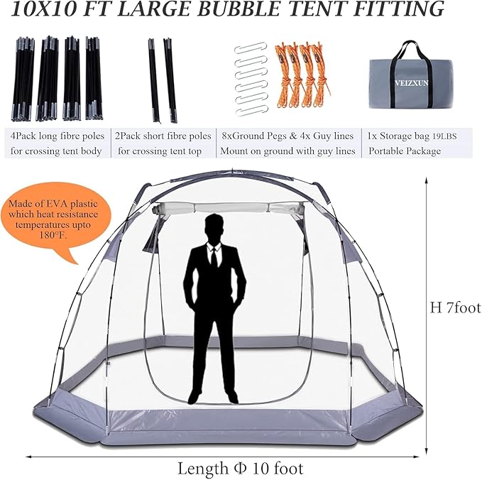Bubble Tent Outdoor Clear Tents Bubble Dome House Igloo for Terrace Backyard 10x10 FT Transparent Tent for Camping