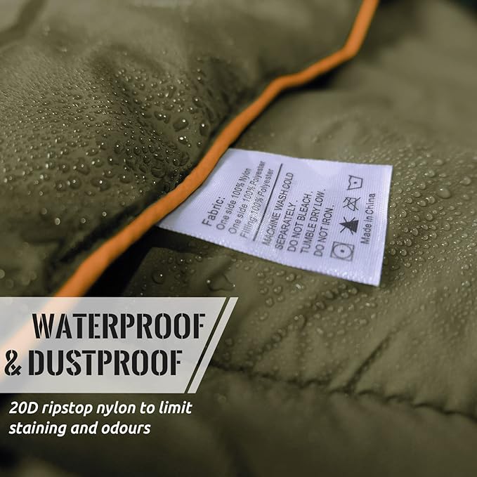 Outdoor Puffy Camping Blanket Lightweight Down Alternative Puffy Printed Camping Large Ultra Warm Hammock Top Quilt Waterproof Blanket for Traveling Picnic Beach Party Cold Weather (Olive)