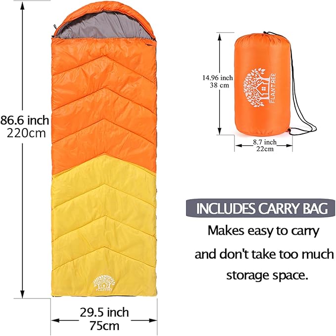 Sleeping Bag 4 Seasons Adults &amp Kids for Camping Hiking Trips Warm Cool WeatherLightweight and Waterproof with Compression BagIndoors Outdoors Activities