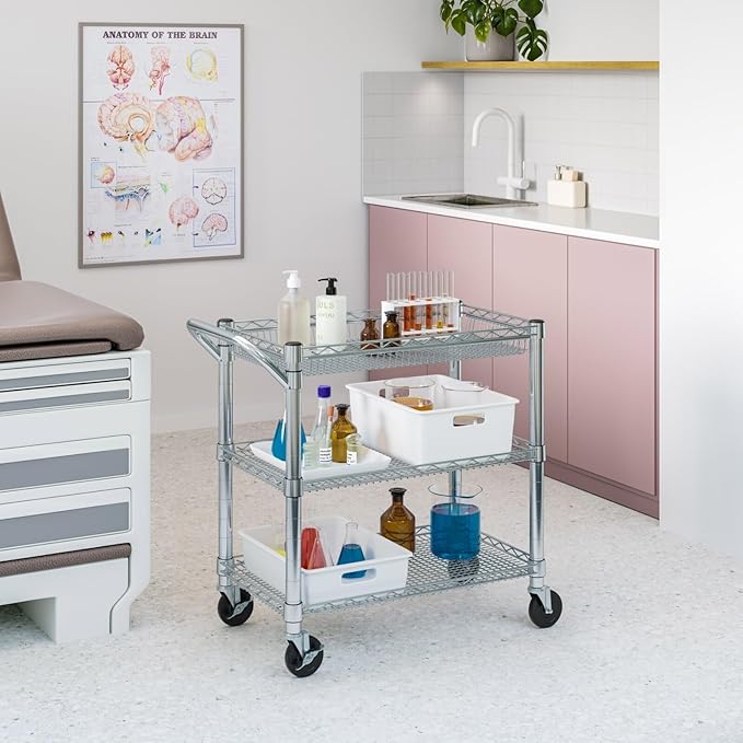 Apply to 3-Tier Heavy-Duty Commercial Utility Cart - NSF Certified Durable Storage Solution for Home Office and Warehouse