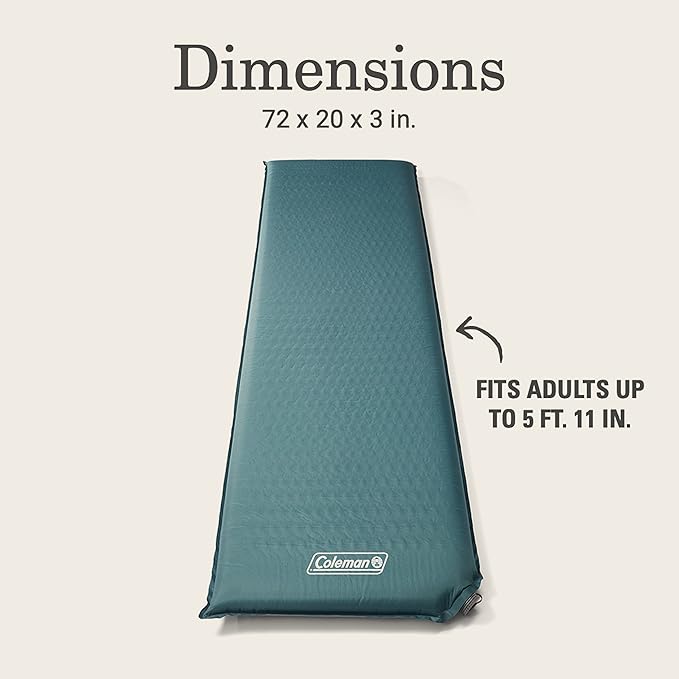 Coleman Silver Springs Self-Inflating Sleeping Pad Comfortable Camp Pad with Insulating Foam &amp Durable PVC Coating Lightweight Sleeping Mat Inflates in Minutes