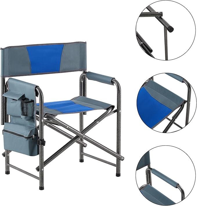 2 Folding Padded Camping Chair Portable Outdoor Chair with Storage Bag armrests and Anti Slip feet Suitable for Beaches backyards barbecues picnics and terraces. (2 Blue)
