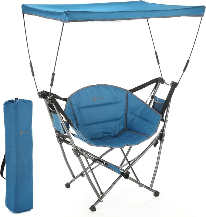 ARROWHEAD OUTDOOR Portable Folding Swinging Hammock Camping Chair Removable Canopy Perfect for Stargazing Cup Holder Storage Pouch Carrying Bag Included Supports up to 300lbs USA-Based Support