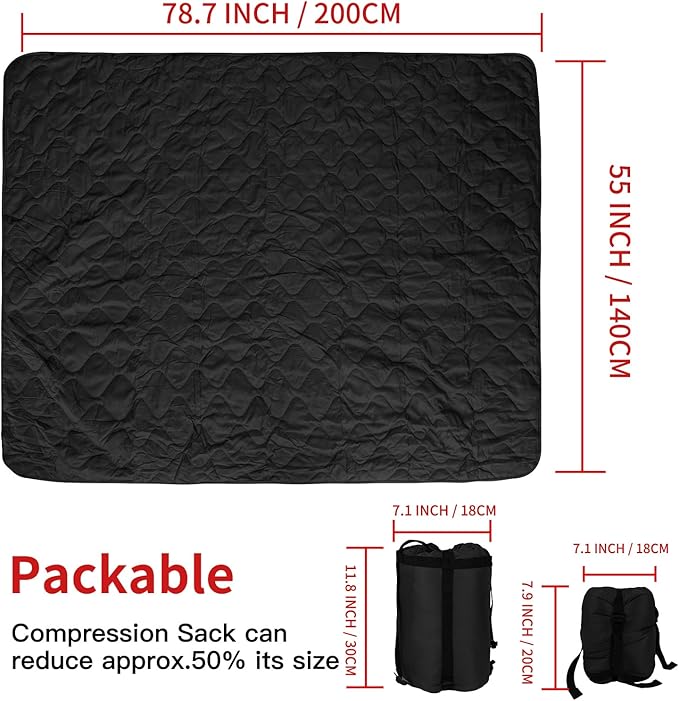 LOOGU Camo Blanket Waterproof Insulation Poncho Liner for Outdoor Camping Hiking Hunting Survival Backpacking Picnicking