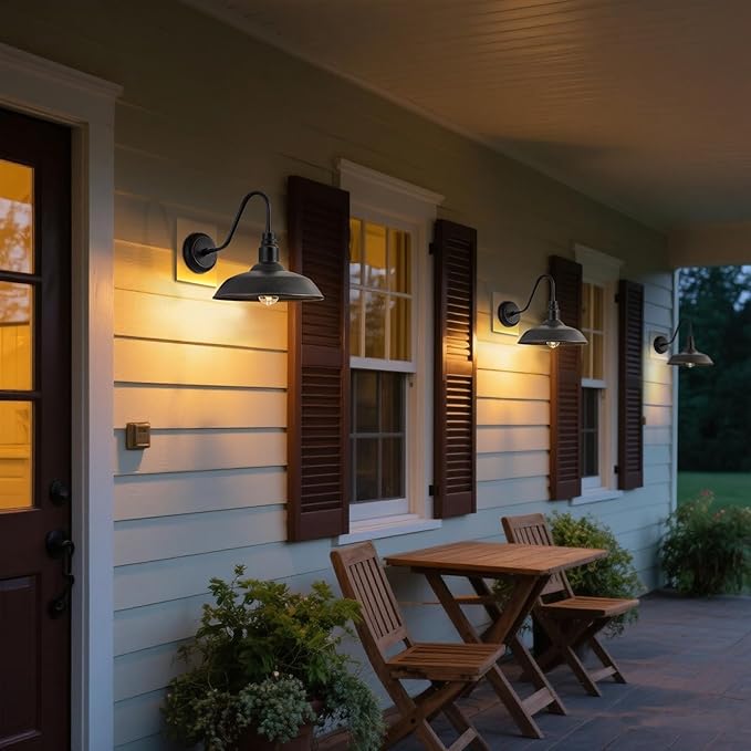14in Outdoor Gooseneck Barn Light for Garage 2 Pack Bronze Exterior Wall Lights Fixture for Porch Outside Farmhouse Wall Sconce for Patio Cabin Entryway