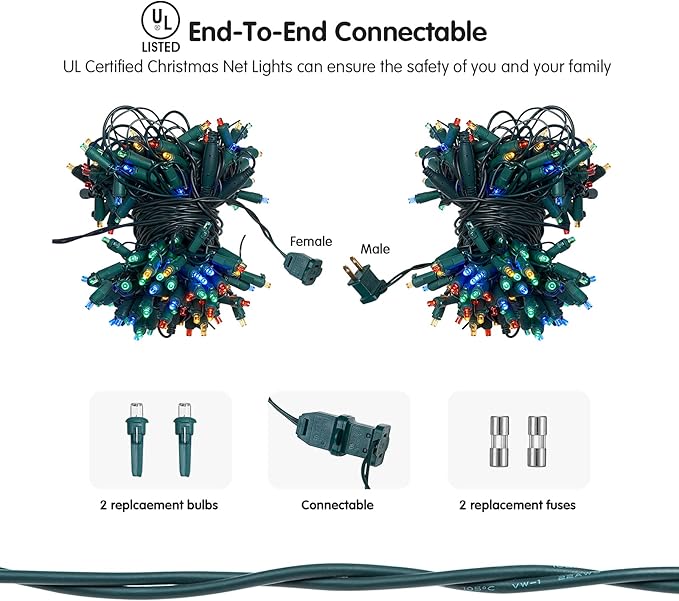 Led Christmas Net Lights Outdoor Christmas Lights Multicolor 160LED 5ftx7ft Waterproof Outdoor Indoor Fairy Mesh Net Light for Xmas Party Yard Patio Trees Shrubs Bushes Decorations