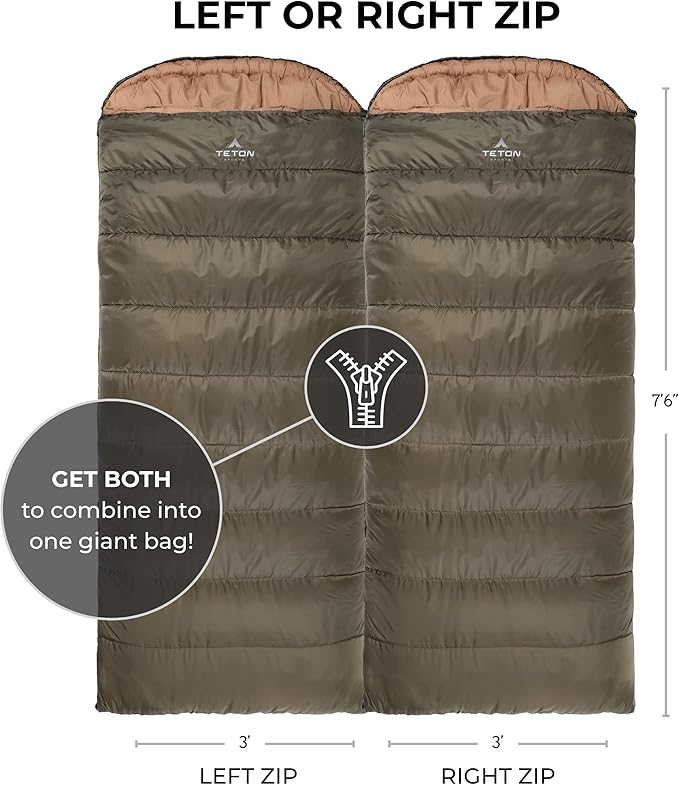 Teton Celsius XL 25F 20F 0F Degree Sleeping Bags All Weather Warm Sleeping Bag for Adults and Kids Camping Season Compression Sack Included