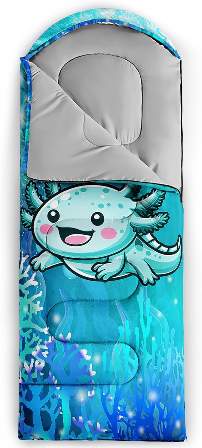 AILONEN Pink Flamingo Sleeping Bag for Kids GirlsWarm and Cool WeatherLightweightWaterproof BackpackingTropical Flamingo Theme Palm Leaves Sleeping Bag for Camping