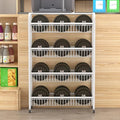 Snack Rack Stand 4-Tier Retail Display Rolling Snack Cart Organizer for Candy/Spice Supermarket Snack Organizer for Desk/Kitchen White-W-60cm(23.6 in)