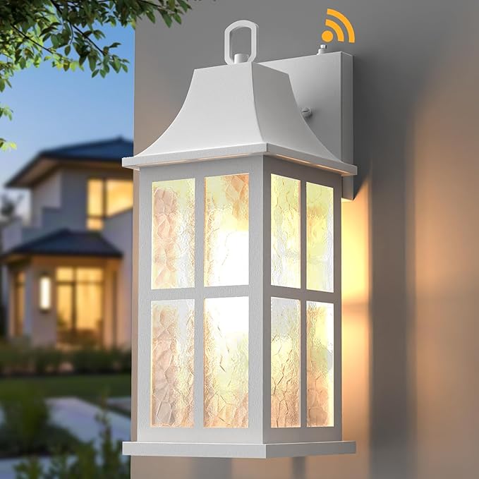 18 Modern Outdoor Wall Lights Aluminium Dusk to Dawn Outdoor Lighting Exterior Wall Lantern Waterproof Porch Light Outside Light for House Garage Patio (1 Pack White)