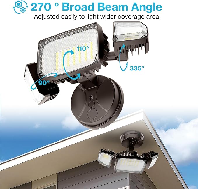 Olafus 80W Flood Lights Outdoor Switch Controlled 8000LM LED Security Lights IP65 Waterproof Outside Floodlights 6500K Exterior Flood Light Fixture Wired for House Yard Porch Eave Brown