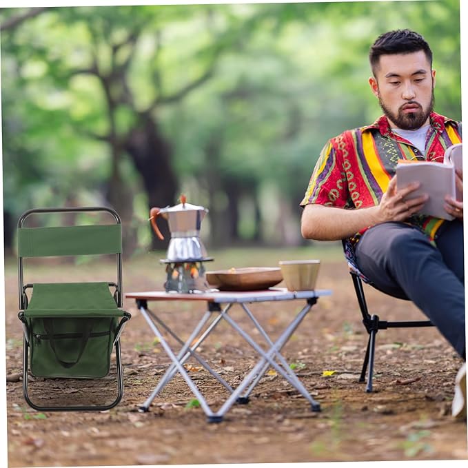 KICHOUSE Portable Folding Chair Back Support Compact Camping Stool for Hiking BBQ Fishing Outdoor