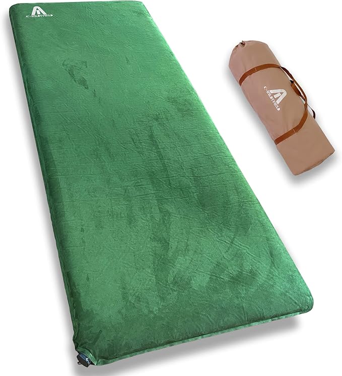 C·WILDYFIELD 4 INCH Thick Self Inflating Sleeping Pad with 9 R Value Foam Camping Mattress Ultra Thick Comfort Camping Mattress Inflatable Foam Camping Pad Portable Comfortable Sleeping Pad