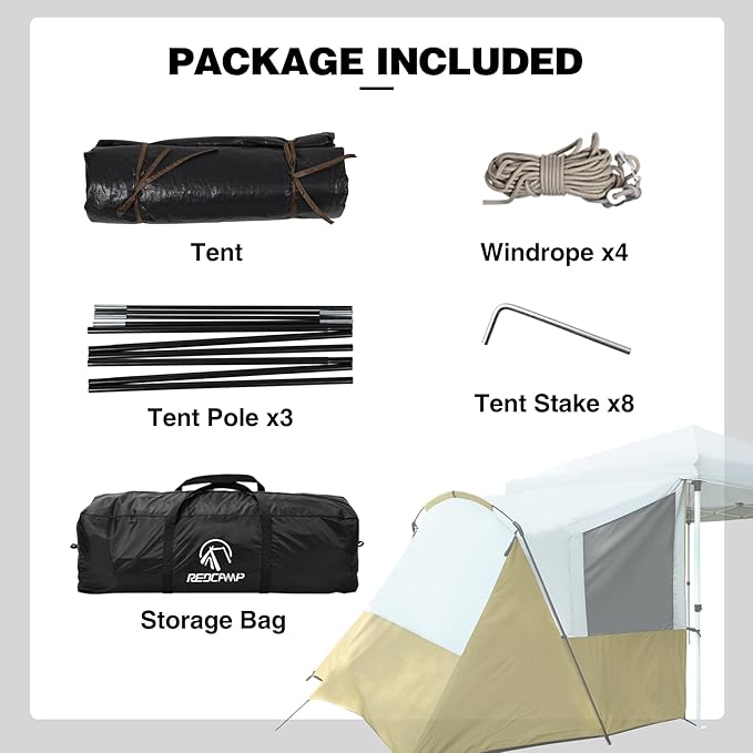 REDCAMP Canopy Camping Tent for Pop Up Canopy Tent Inner Tent Converts Straight Leg 10'x10' or 10'x20' Canopy into Camping Tent Fits 4-6 Person(Frame/Shelter NOT Included)