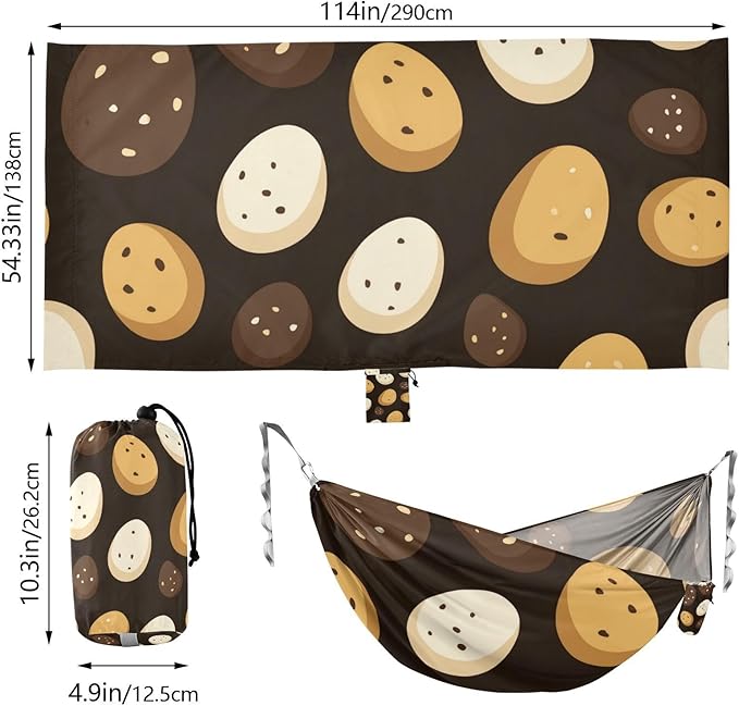OTVEE Camping Hammock Speckled Egg Art Portable Hammocks 500lb Upgraded Thickened Durable Single Hammocks with Tree Straps &amp Travel Bag for Camping Outdoor Indoor Patio Backyard
