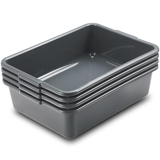 Commercial Bus Tubs Box/Tote Box 13L Plastic Restaurant Tub Wash Basin Tub 4-Pack Grey