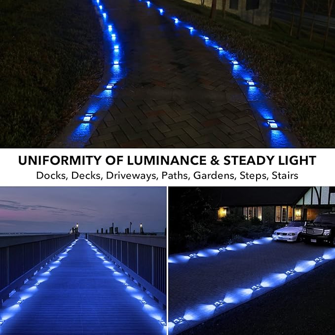 AGPTEK Solar Driveway Lights 4 Pack Solar Deck Lights Outdoor Dock Marine Lights LED Dock Lights Solar Powered Waterproof Driveway Marker Lights for Warning Step Sidewalk Pathway Garden Yard