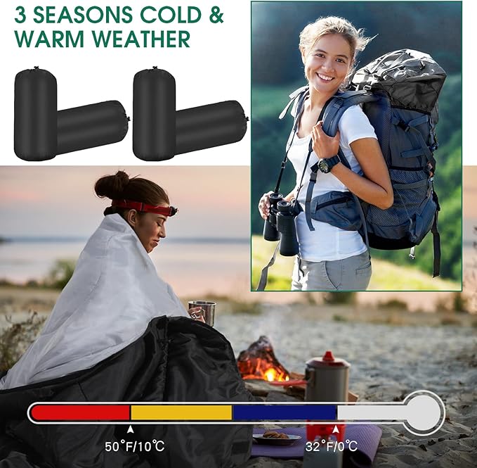Tudomro 16 Pack Bulk Sleeping Bags for Adults Lightweight Waterproof Camping Sleeping Bags with Compression Sack for Camping Backpacking Hiking Travel Emergency Use