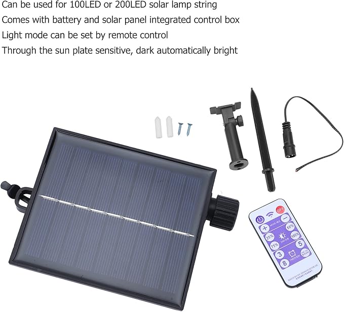 Replacement Solar Panel Automatic Adjustable Solar String Light Control Box with Remote Control Solar Lamp String Circuit Board (Output Boost 24V)