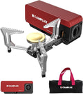 CAMPLUX FoldGo Camping Stove 7500 BTU Portable Butane Gas Stove Foldable Cassette Stove with Carry Bag &amp Adjustable Burner CSA Certified Collapsible Butane Stove for Outdoor Cooking Red