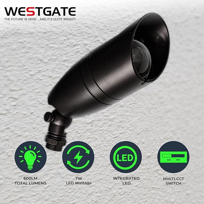 Westgate LED Spot Light - Black Finish 3CCT Selectable 12-24V Deck Driveway Landscape Recessed Lighting Can Lights Pot Lights Outdoor Dimmable High Hats Garden Patio Accent.