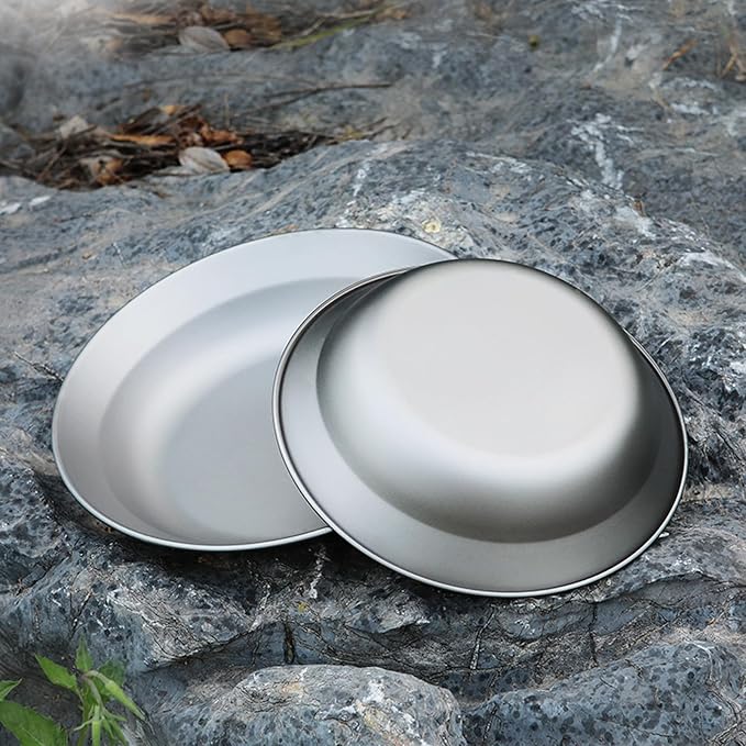 Camping Bowl Portable 750ml Metal Soup Bowl with Mesh Storage Bag Outdoor Dinnerware for Camping Hiking Picnic