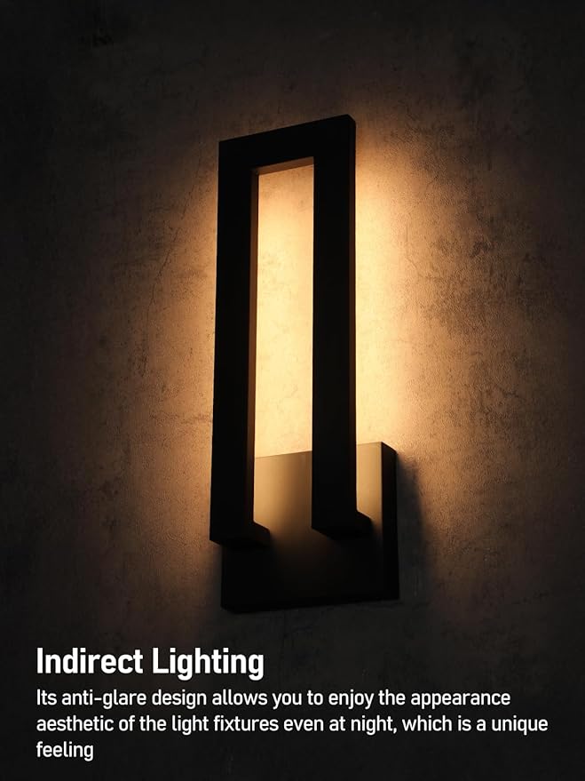 LEONLITE 5CCT LED Modern Outdoor Wall Light 19 Inch Dimmable Exterior Lighting Fixtures for Porch Patio 100-277V Matte Black Aluminum Anti-Glare Outdoor Wall Sconce IP65 ETL Listed