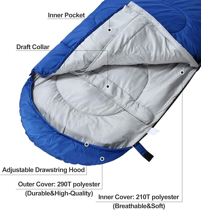 3-4 Season Sleeping Bag for Adults &amp Kids Lightweight Warm Cold Weather Camping Bag with Waterproof Compression Sack – Portable for Hiking Backpacking Traveling &amp Outdoor Adventures