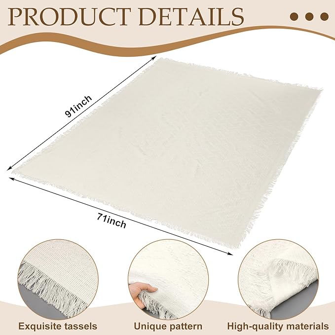 Extra Large Outdoor Picnic Blanket Oversize Beach Woven Cotton Yarn Blanket with Fringe Machine Washable Sandproof Portable for Spring Summer Camping Beach Park (Beige)