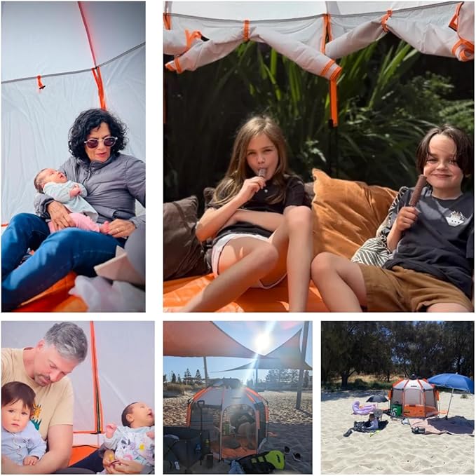 Beach Pop Up Tent &amp Sun Shelter - 5 Sec Setup | Adjustable Sunshade Nano Water/Mosquito Proof UPF 50+ | for Camping Picnic Sports Concert Set w/Storage