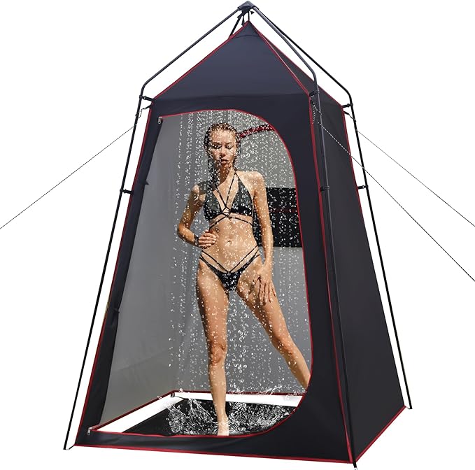 Camping Shower Tent Portable Outdoor Privacy Shelter for Showering &amp Changing 7.2 FT Easy-Setup Toilet Tent with Floor &amp UPF 50+ Ideal for Hiking Fishing Beach